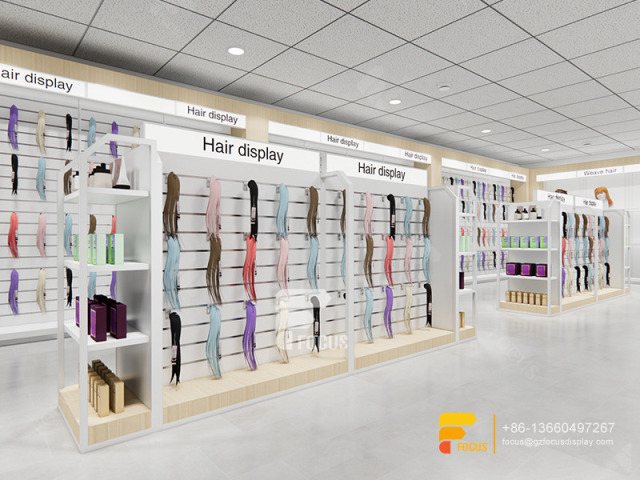 Hair Salon Display Shelf Wig Cabinet Slatwall Display Stand