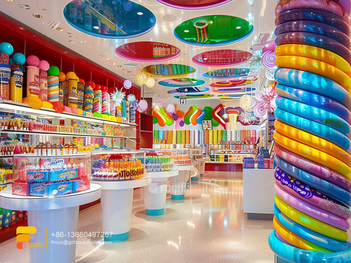 bulk candy display lollipop sweet shop chocolate shelf