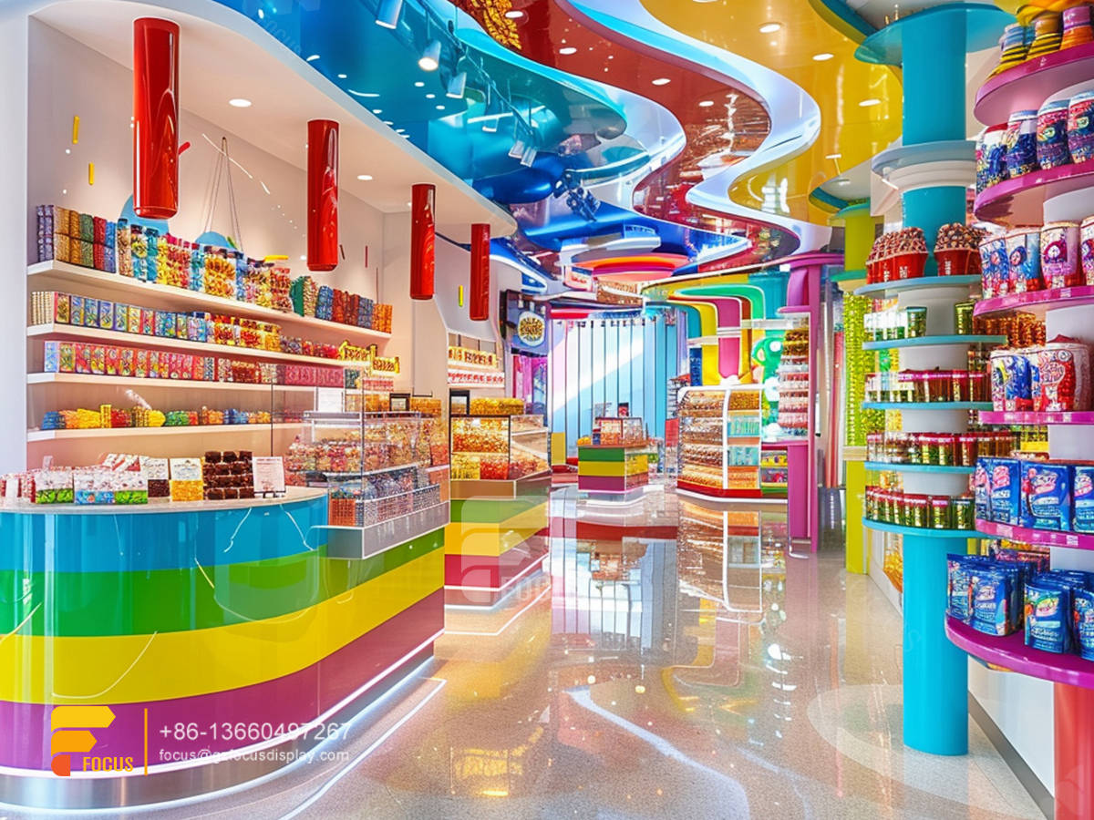 bulk candy display lollipop sweet shop chocolate shelf