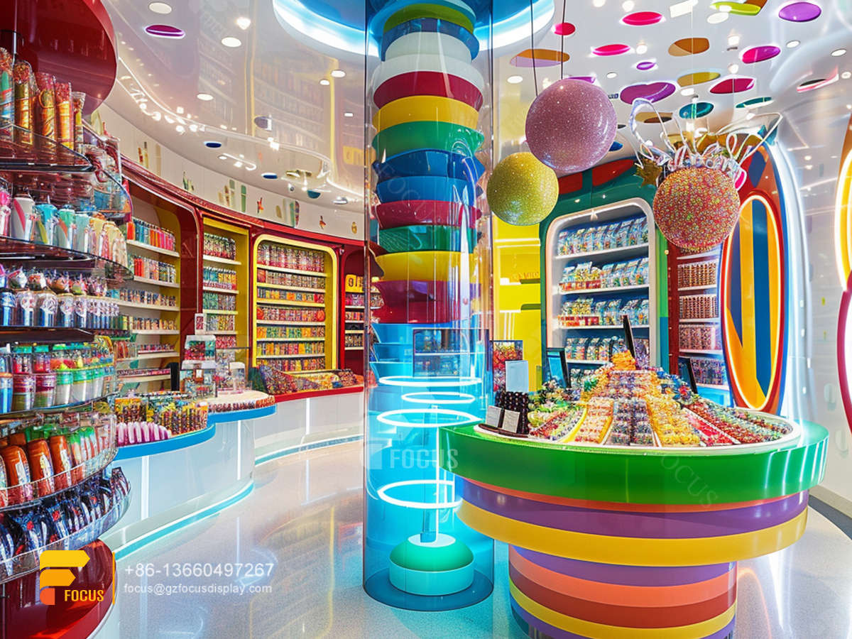 bulk candy display lollipop sweet shop chocolate shelf