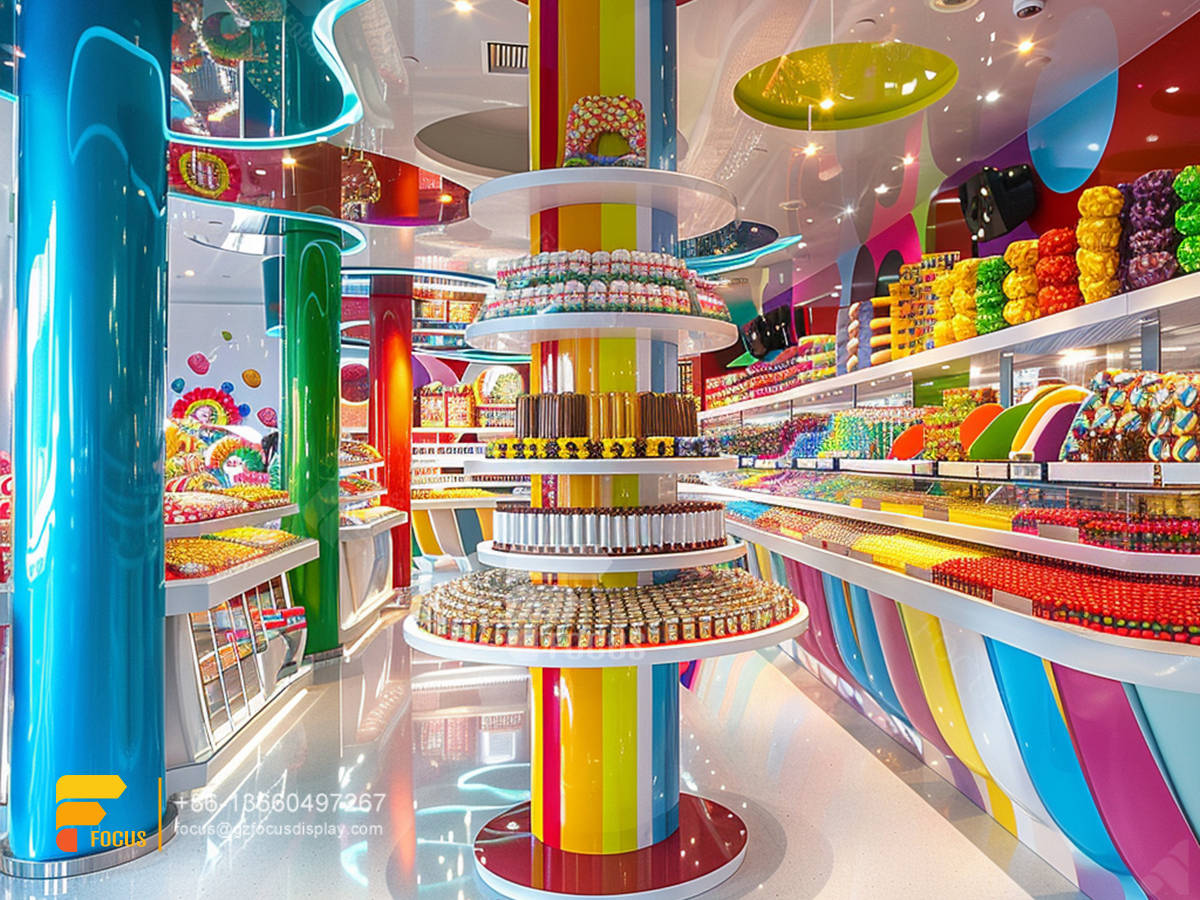 bulk candy fixtures snack display case chocolate showcase