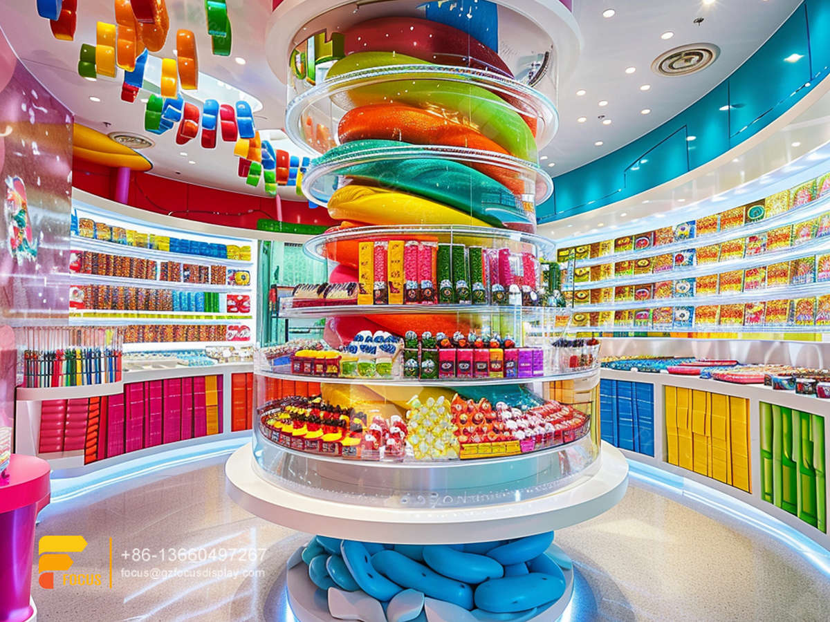 candy cane stand modern sweet shop interior design display racks chocolate