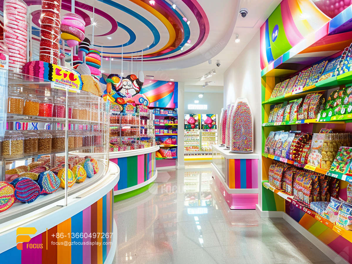 candy cane stand modern sweet shop interior design display racks chocolate