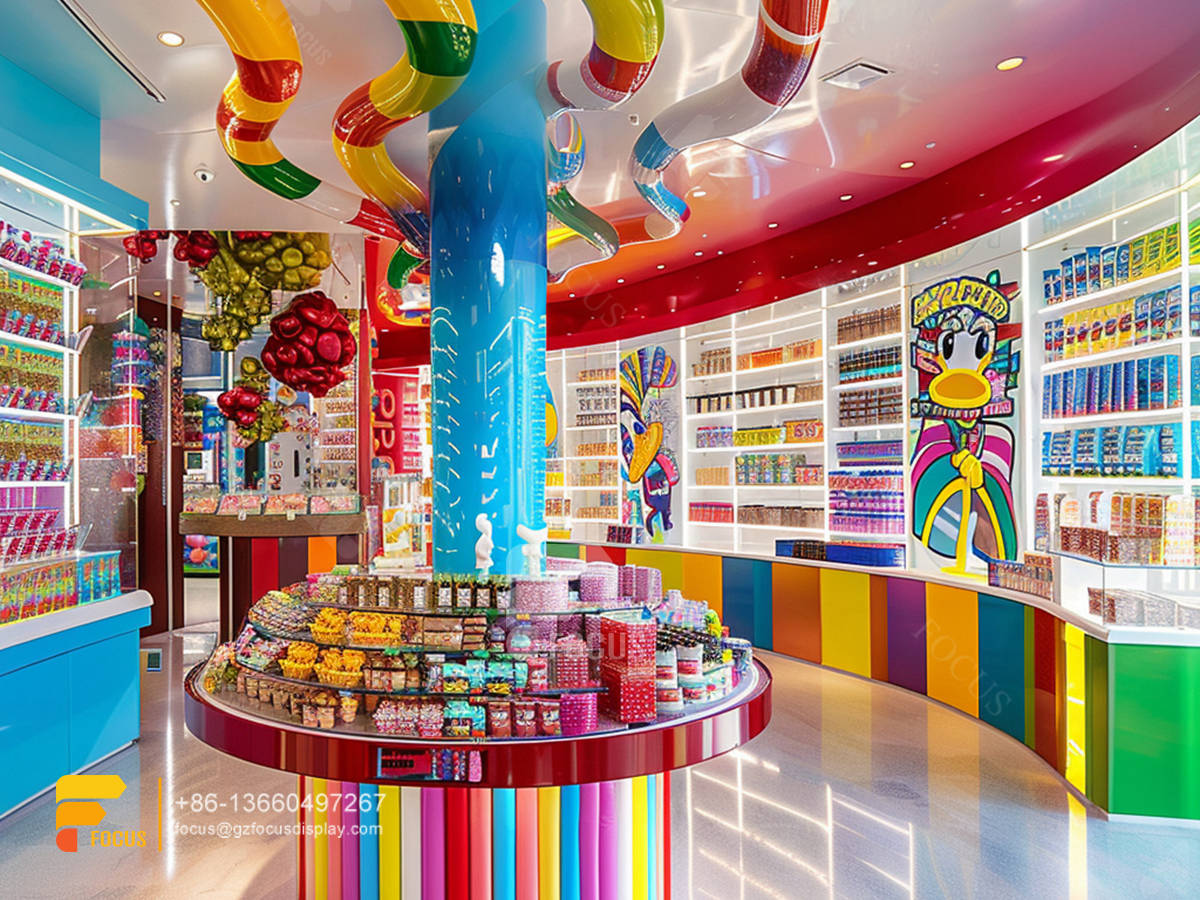 candy glass display sweet shop interior design chocolate showcase