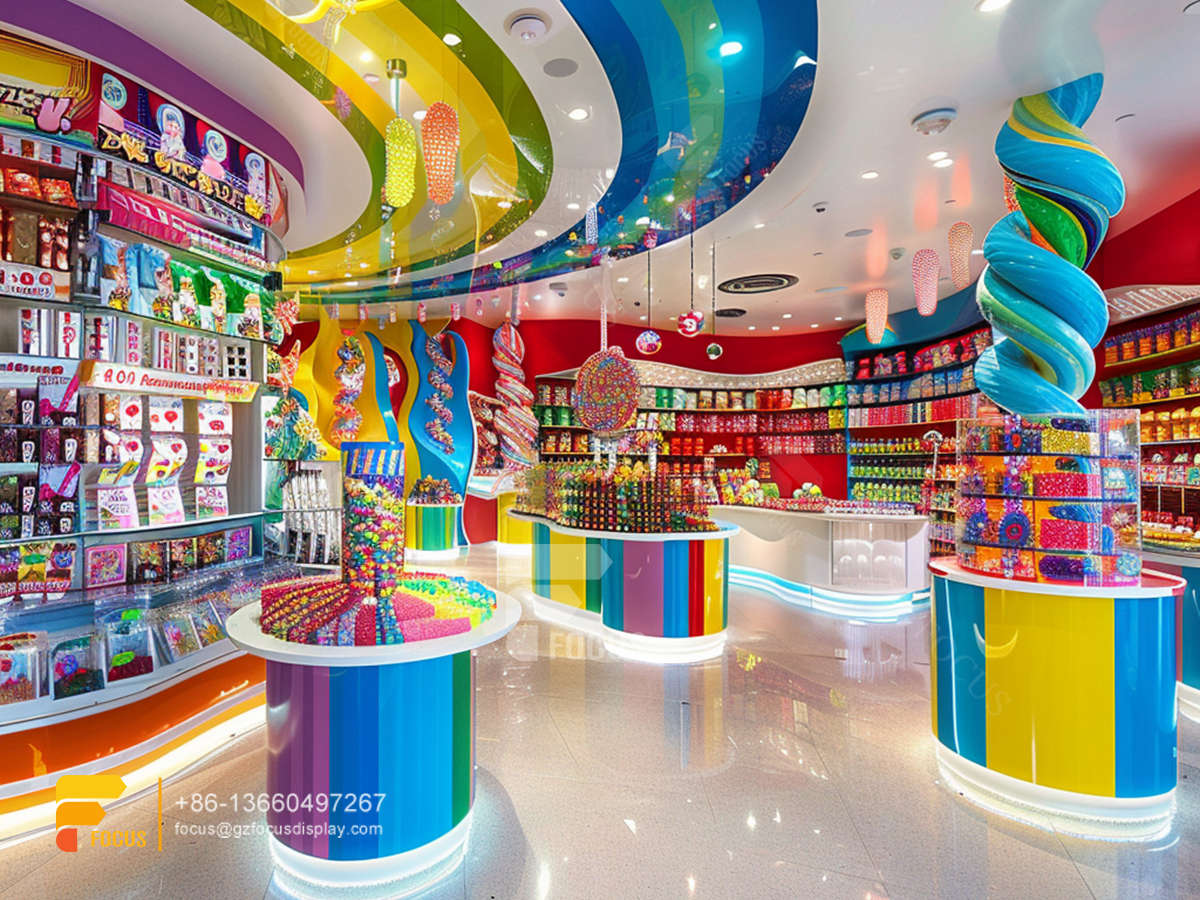 candy glass display sweet shop interior design chocolate showcase