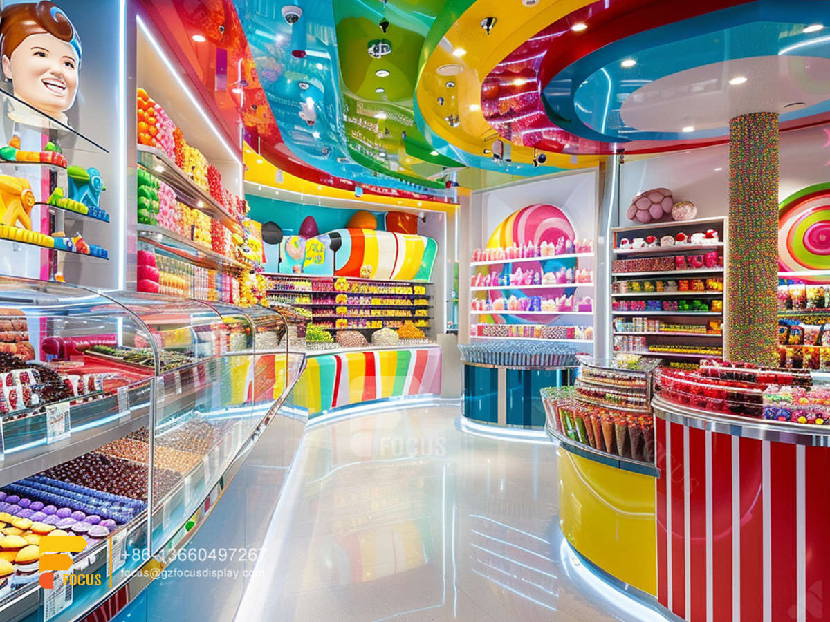 candy glass display sweet shop interior design chocolate showcase
