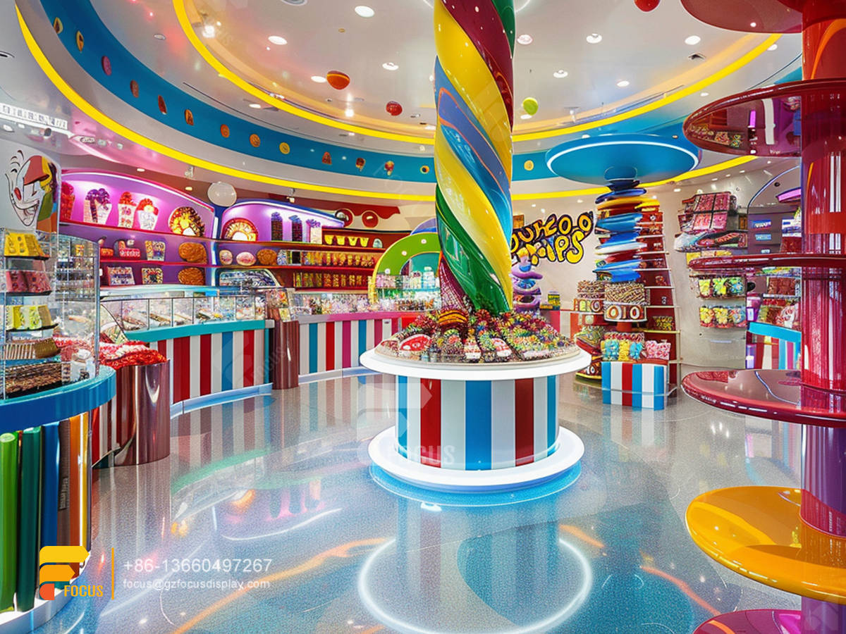 candy glass display sweet shop interior design chocolate showcase