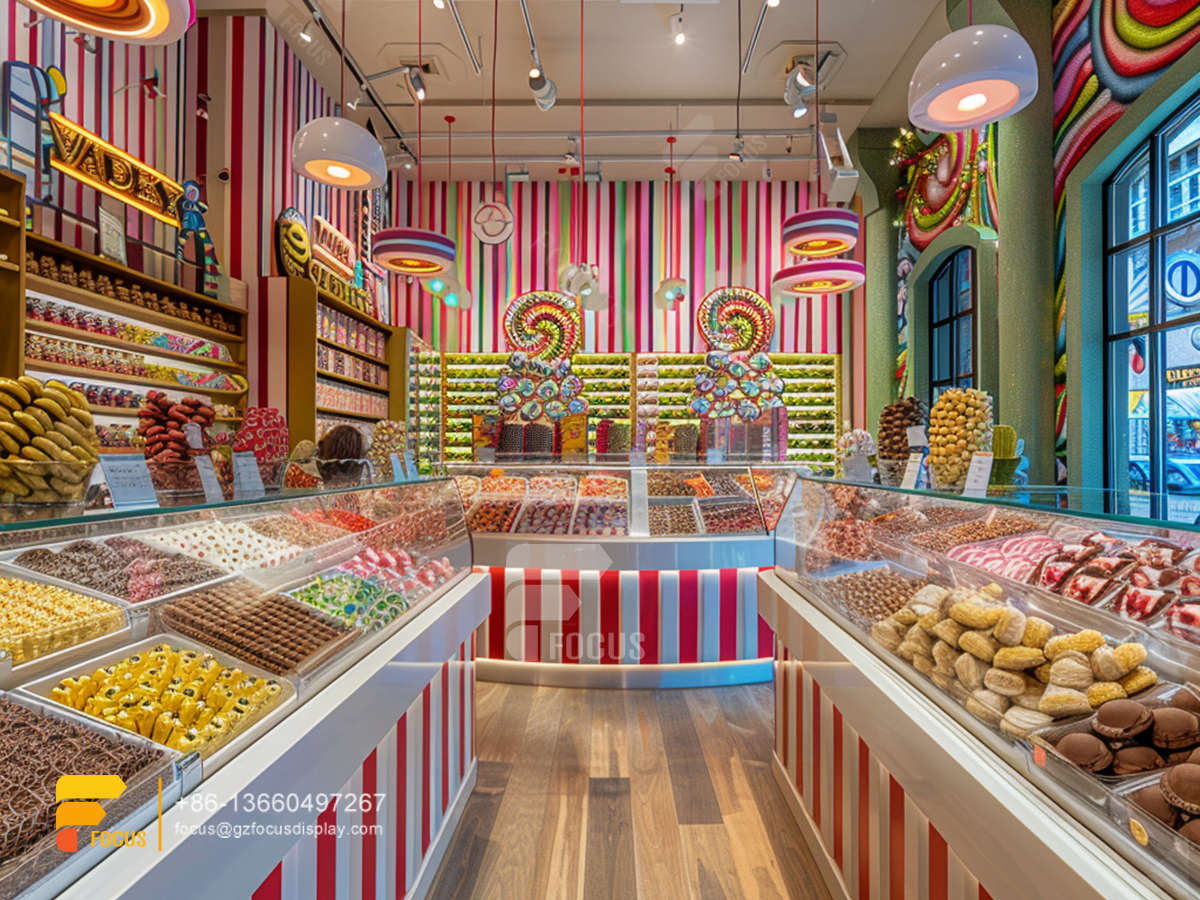 candy rack shelves chocolate counter sweet shop display