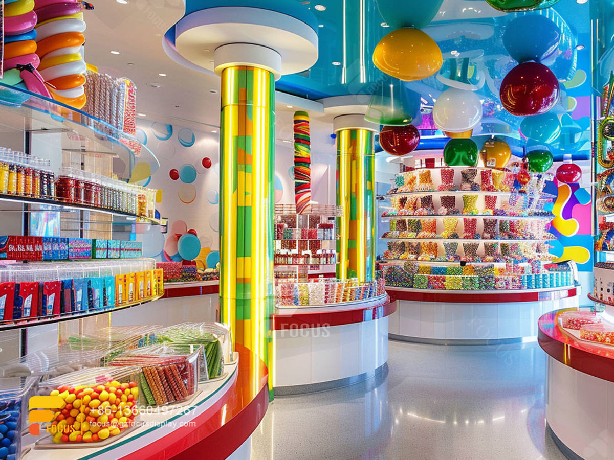 candy rack shelves chocolate counter sweet shop display