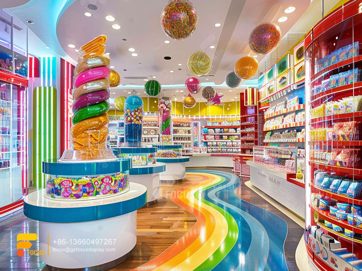 candy rack shelves chocolate counter sweet shop display