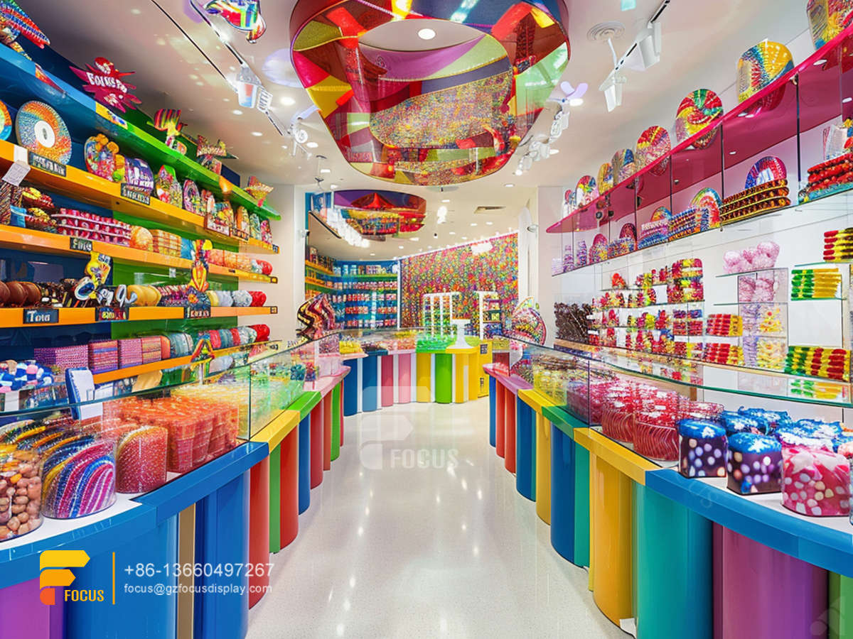 candy shop shelves snack wall display chocolate glass counter