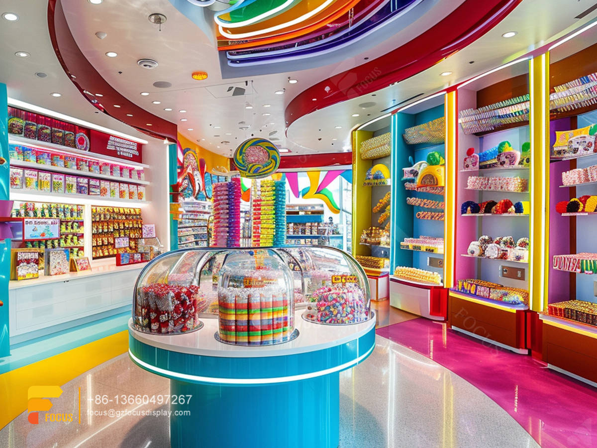 candy shop shelves snack wall display chocolate glass counter