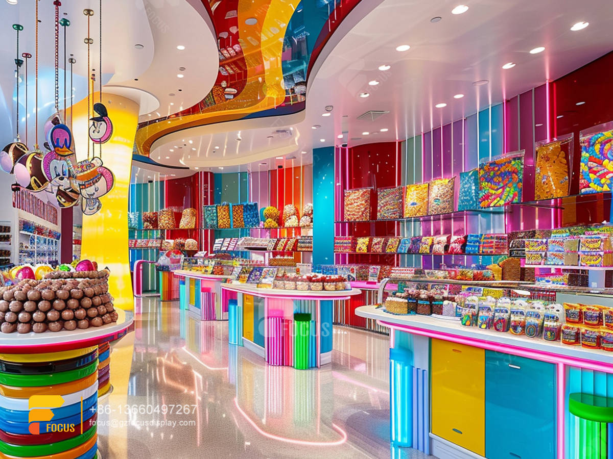 candy shop shelves snack wall display chocolate glass counter