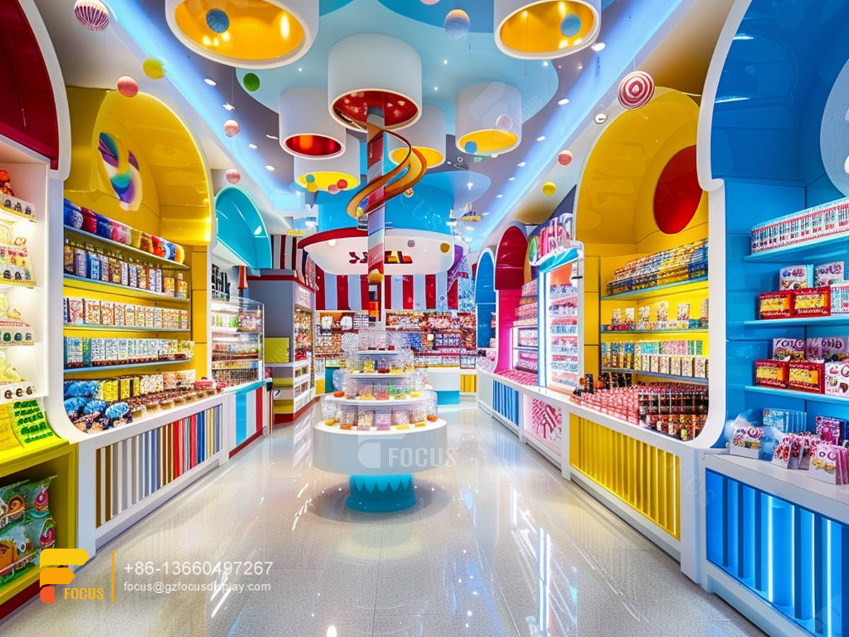 candy snack shop sugar sweet shop chocolate display shelves