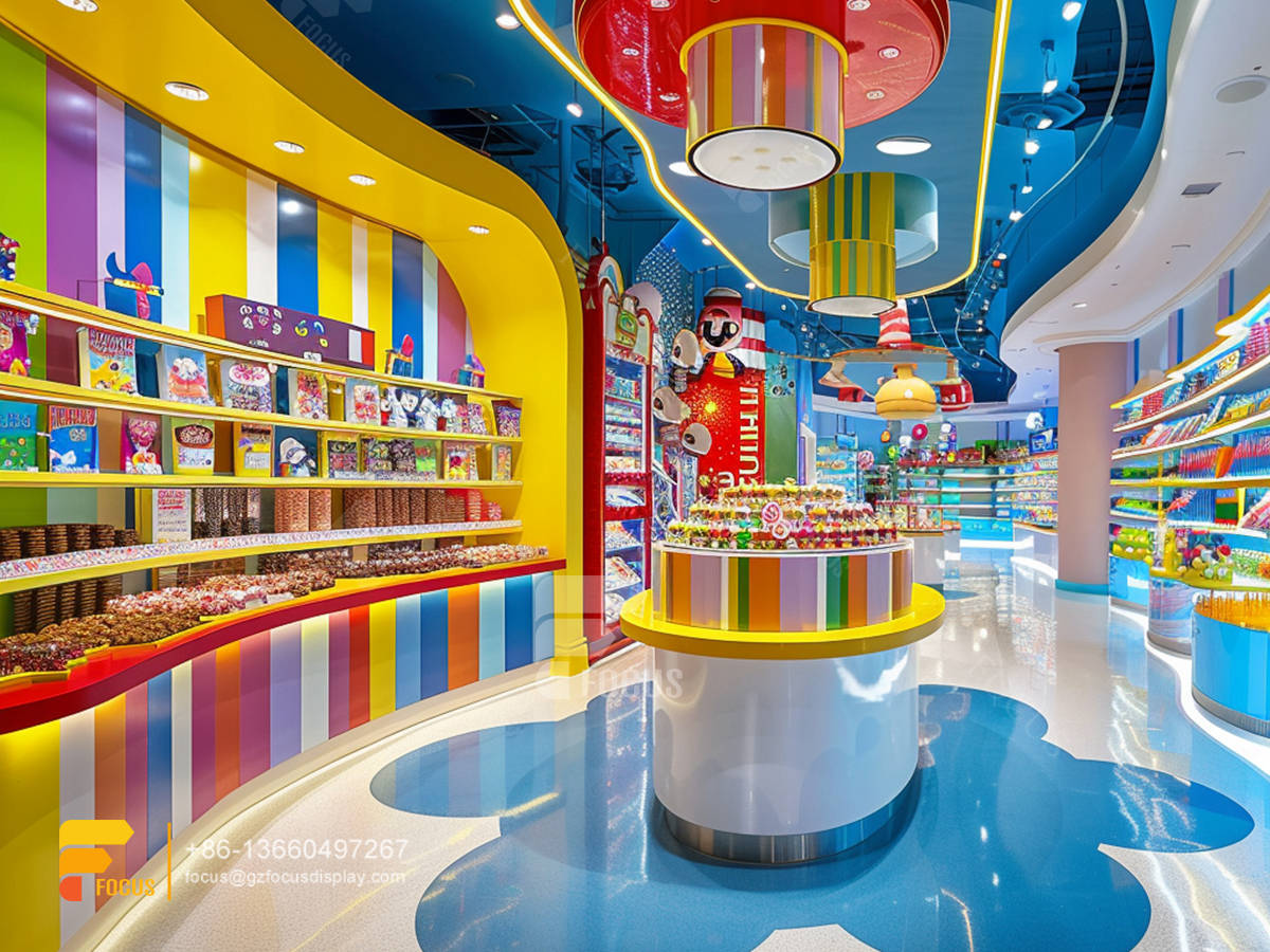 candy snack shop sugar sweet shop chocolate display shelves