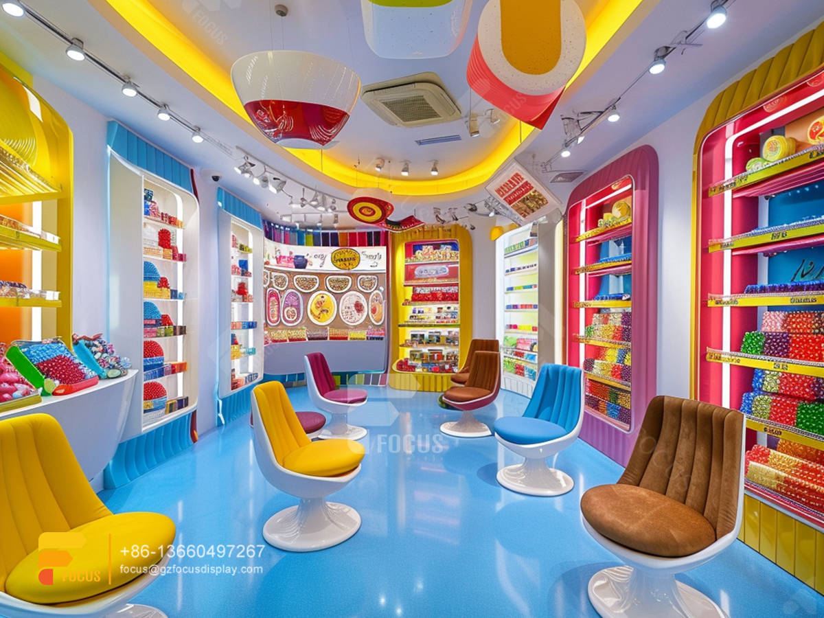 candy snack shop sugar sweet shop chocolate display shelves