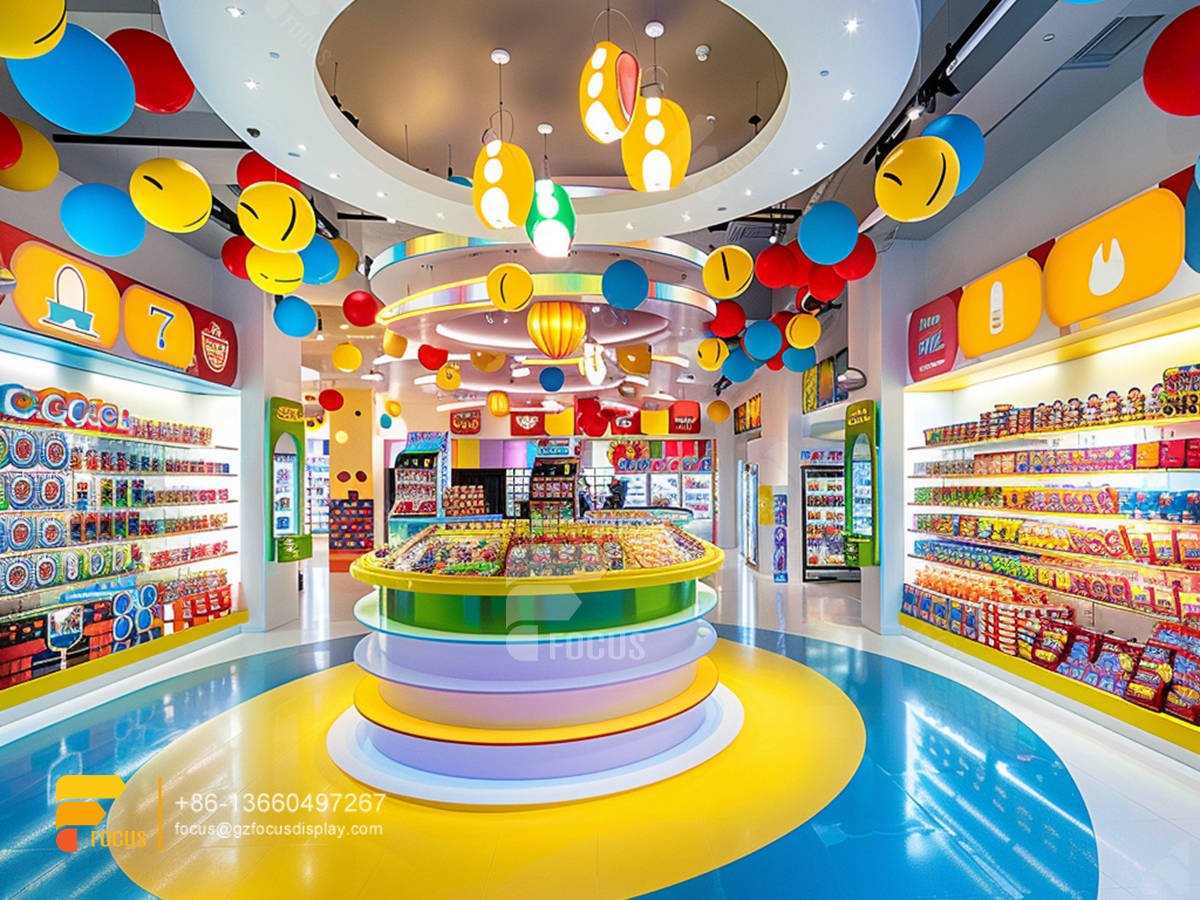 candy snack shop sugar sweet shop chocolate display shelves