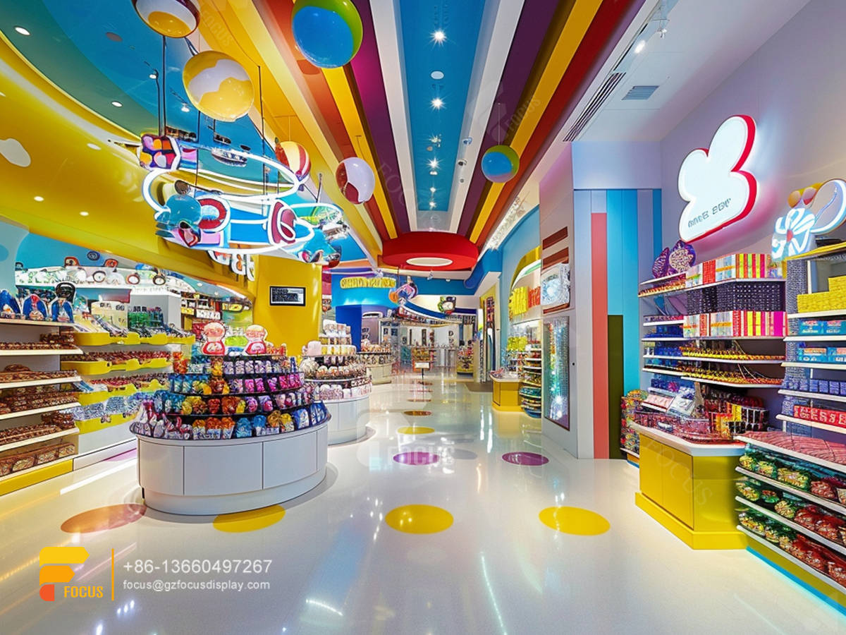 candy snack shop sugar sweet shop chocolate display shelves