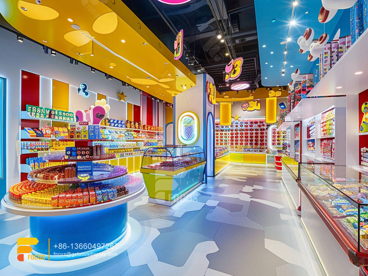 candy snack shop sugar sweet shop chocolate display shelves