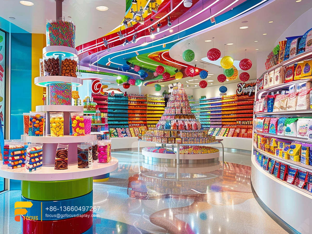 candy store design modern sweet shop wooden chocolate display rack