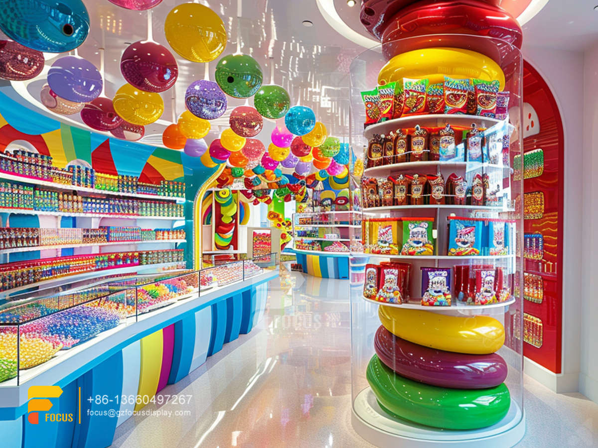 candy store design modern sweet shop wooden chocolate display rack