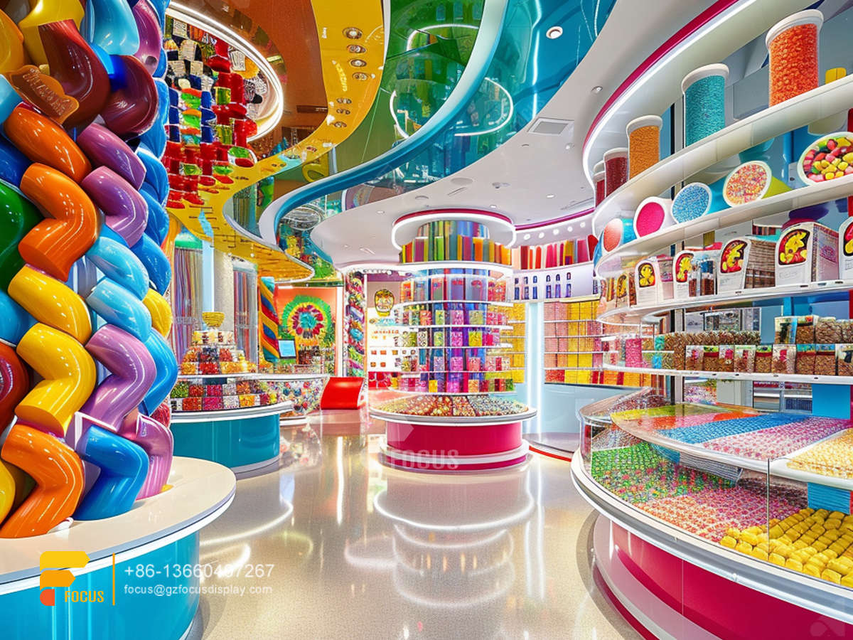 candy store design modern sweet shop wooden chocolate display rack