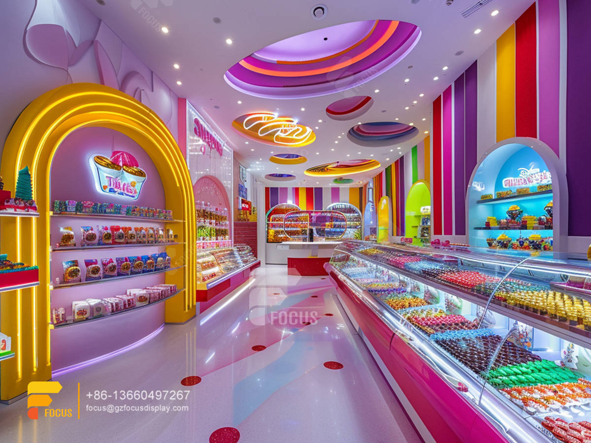 candy store display fixtures sweet shop shelves chocolate shop design