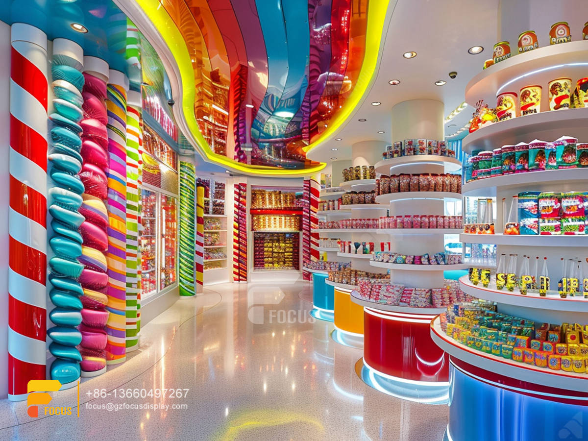candy store display snacks rack sweet shop counter design