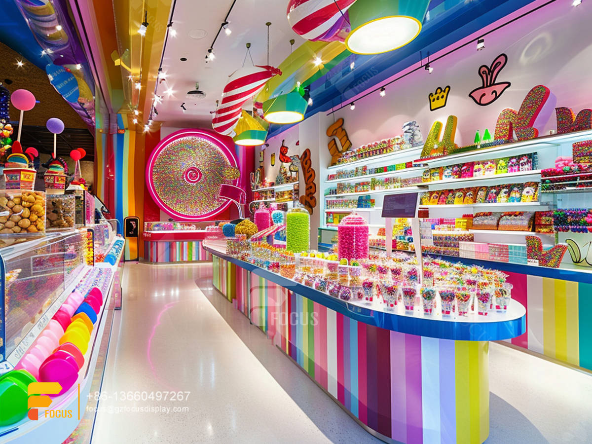 candy store displays snack food racks chocolate glass counter