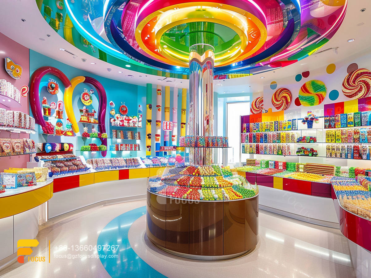 candy store displays snack food racks chocolate glass counter