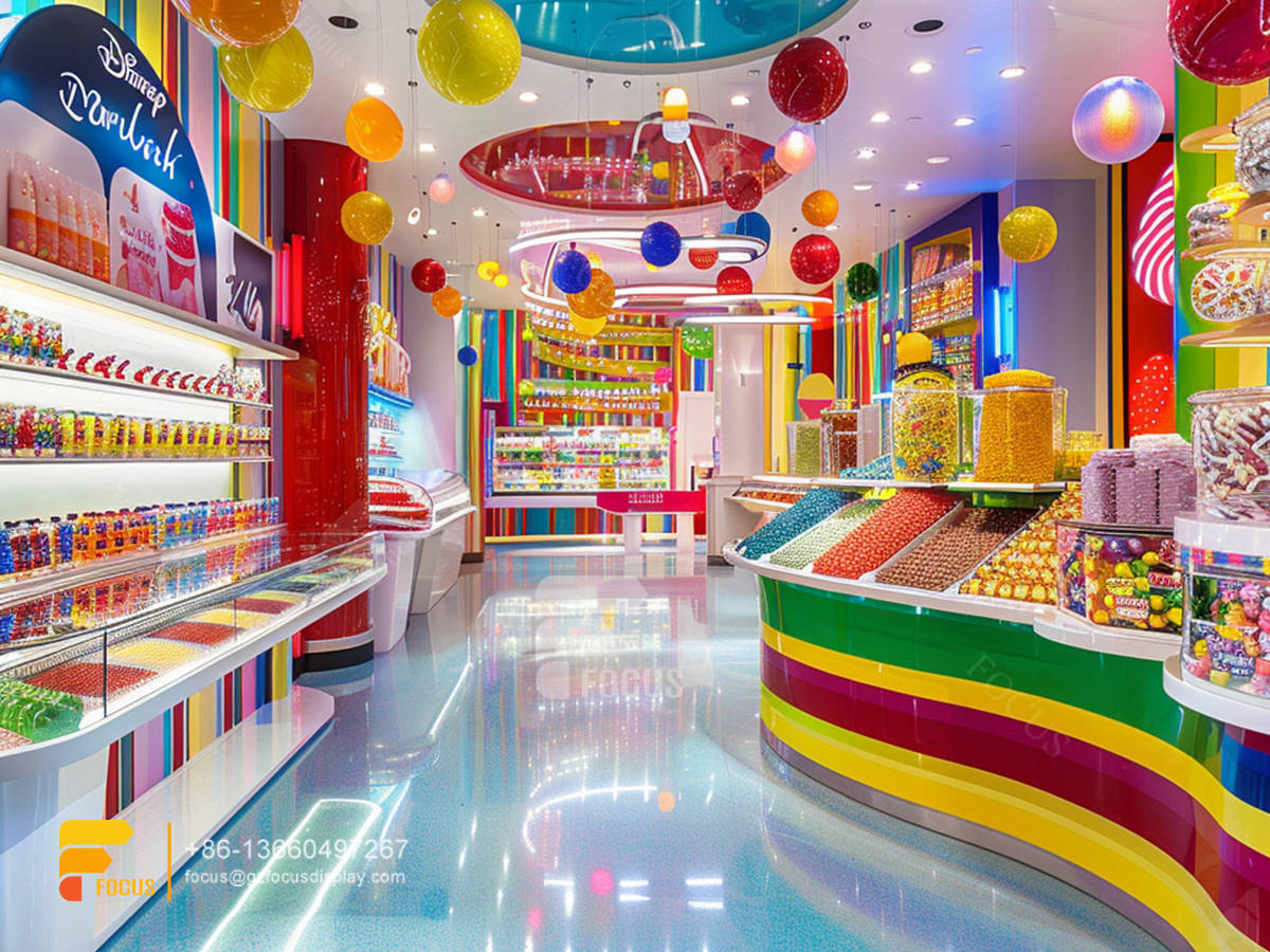 candy store displays snack food racks chocolate glass counter