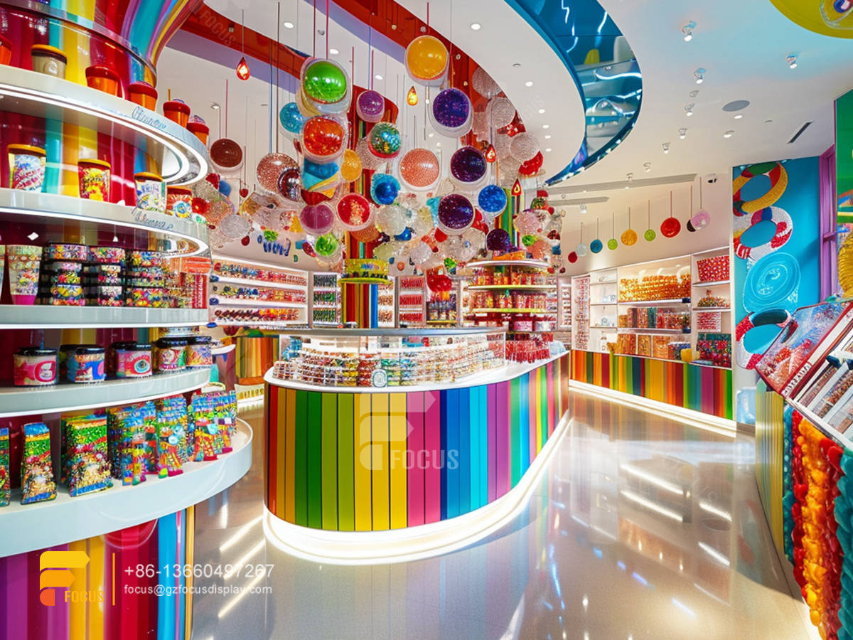 candy store displays snack food racks chocolate glass counter