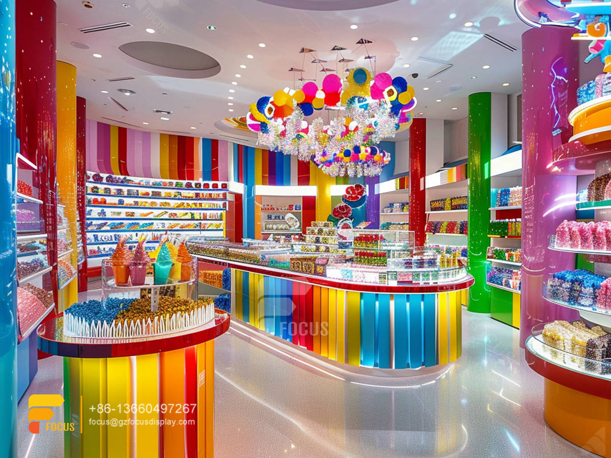 cotton candy stand display sugar sweet shop chocolate store