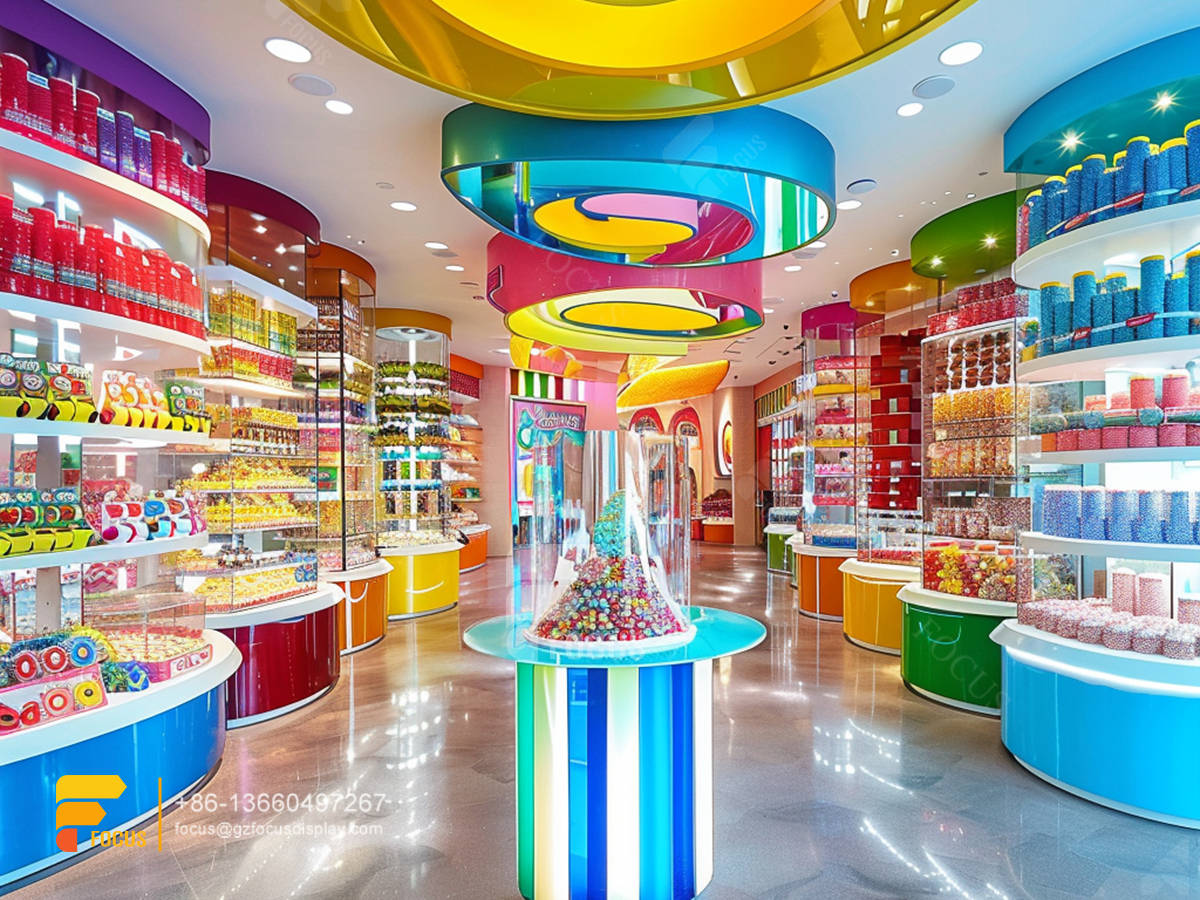 cotton candy stand display sugar sweet shop chocolate store