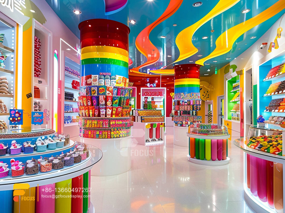 cotton candy stand display sugar sweet shop chocolate store