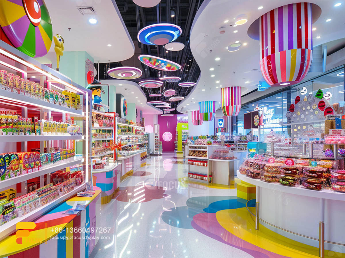 custom chocolate candy display sweet shop interior design