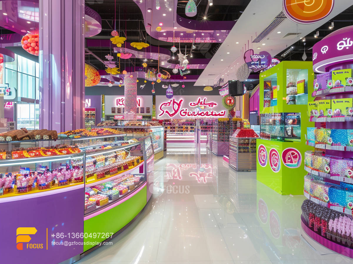 custom chocolate candy display sweet shop interior design