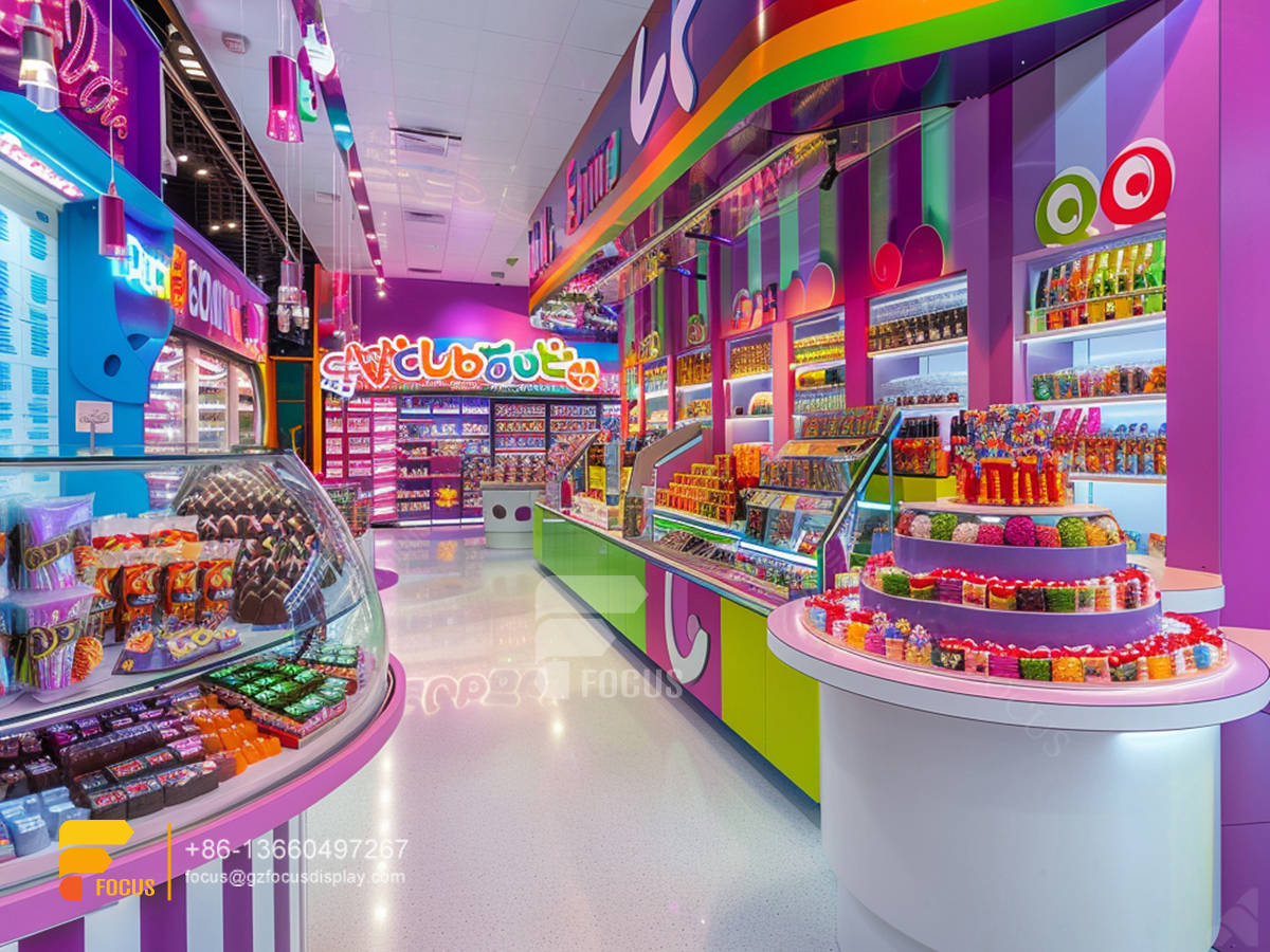 custom cotton candy rack retail snack display sweet store