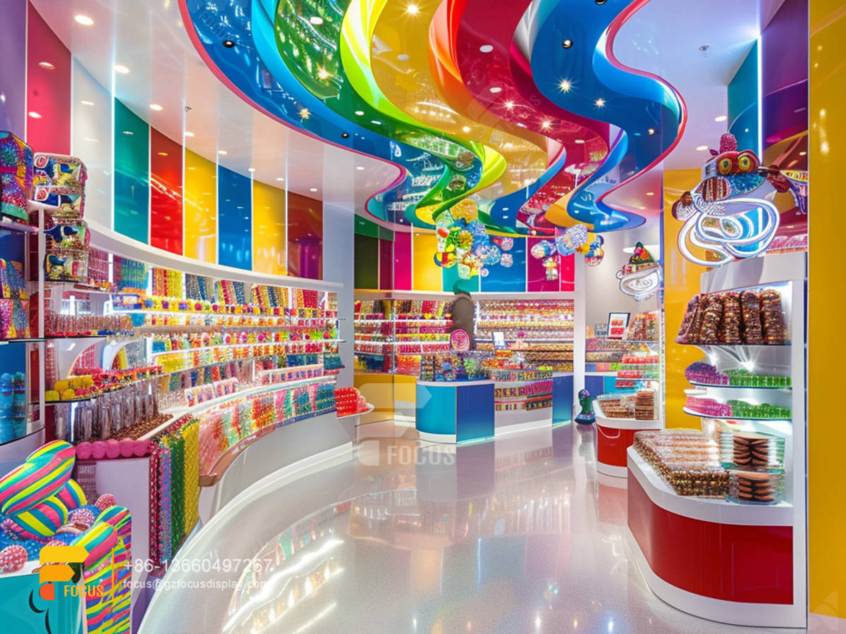 custom cotton candy stands sweets display chocolate store