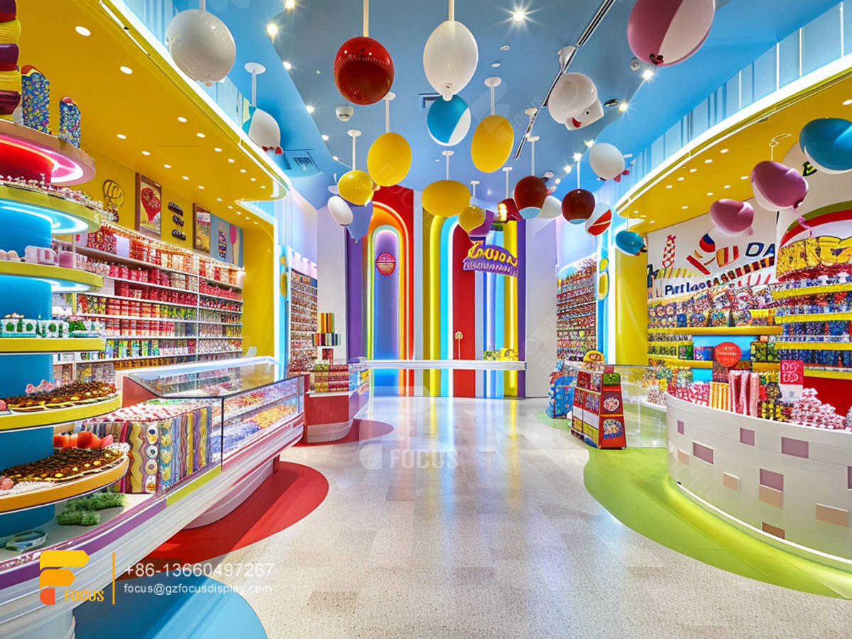 custom snack food display racks lollipop sweet shop