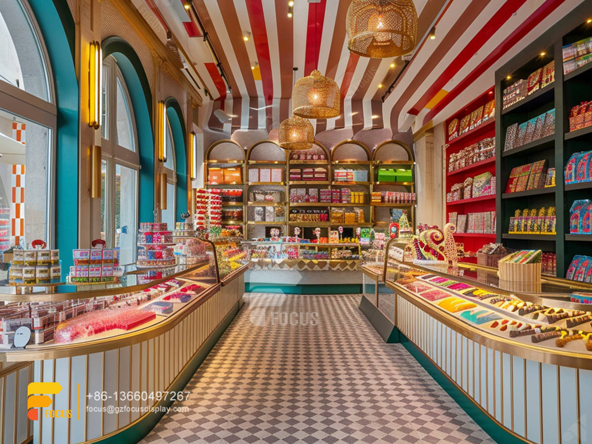 custom snack shelves modern sweet shop interior design