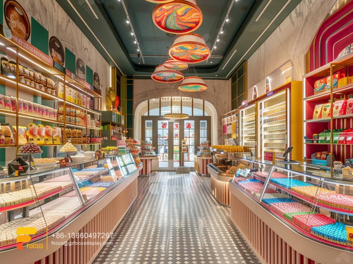 custom snack shelves modern sweet shop interior design