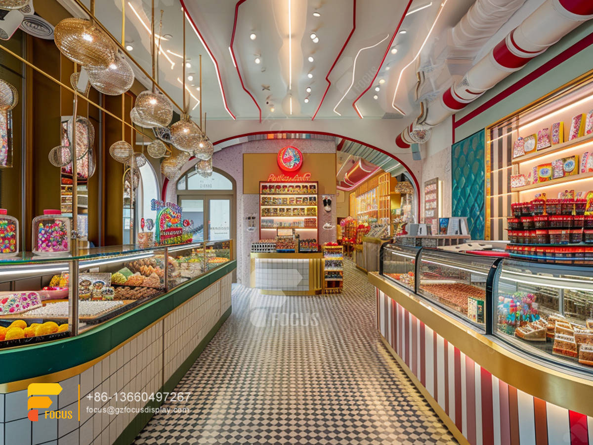 custom snack shelves modern sweet shop interior design