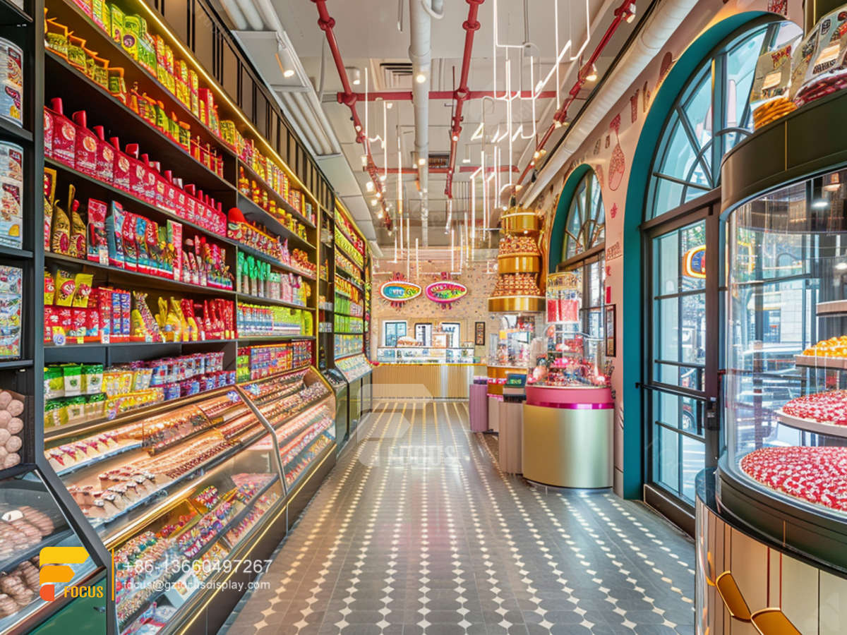 custom snack shelves modern sweet shop interior design