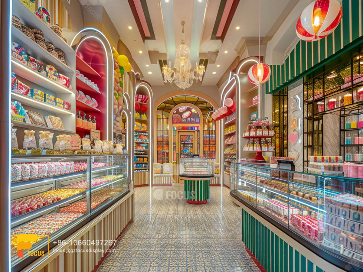 custom snack shelves modern sweet shop interior design
