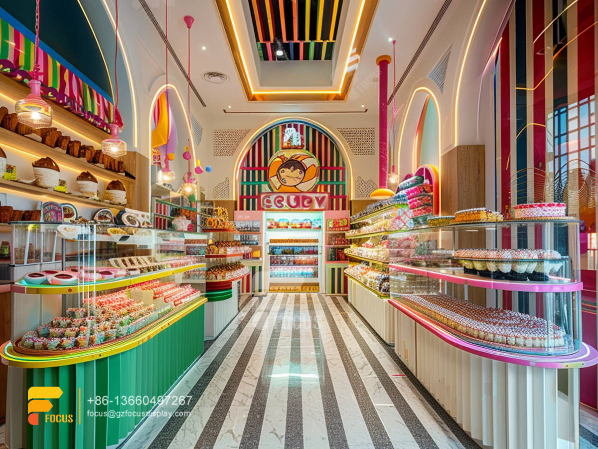 custom snack shelves modern sweet shop interior design