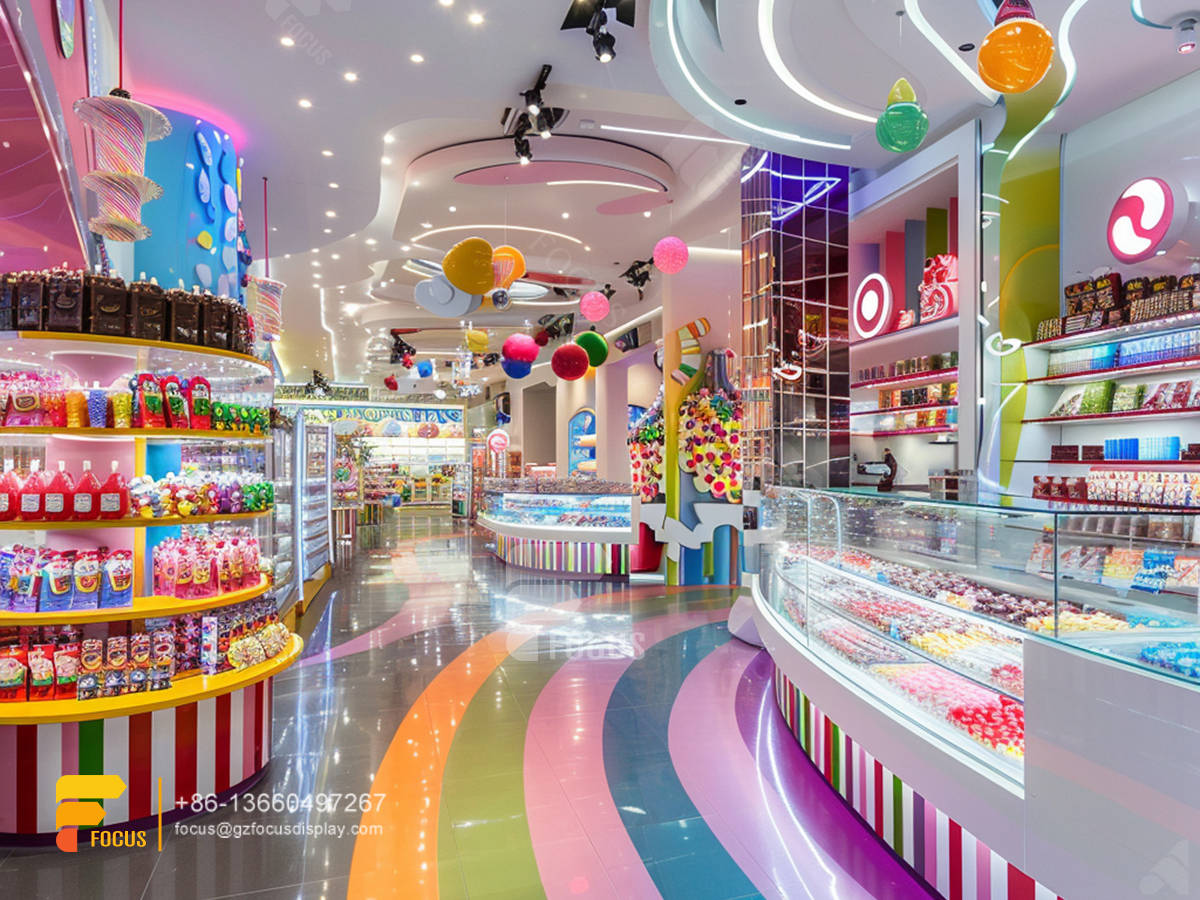 custom snack shop sweets display chocolate shelf