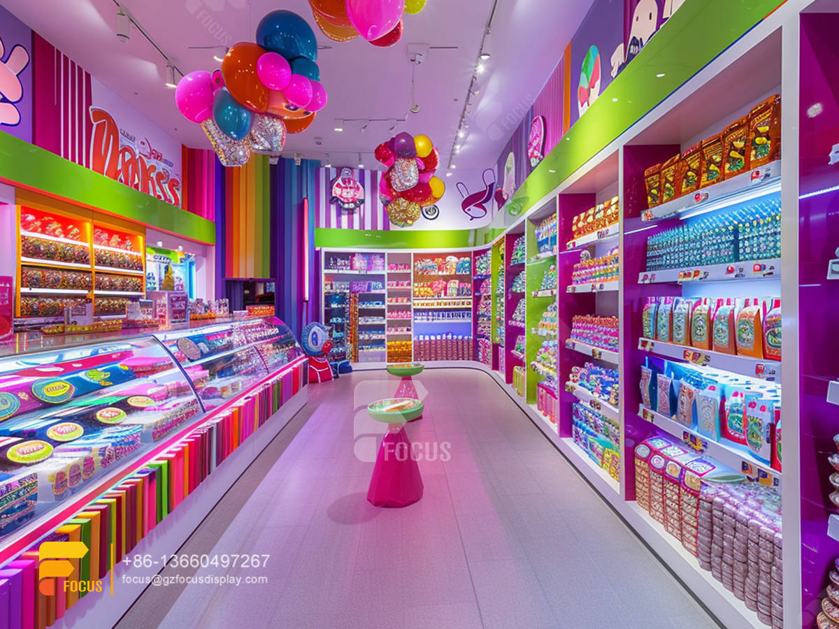 custom snack shop sweets display chocolate shelf