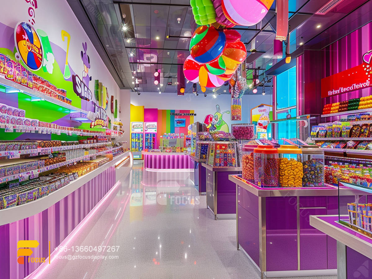 custom snack shop sweets display chocolate shelf