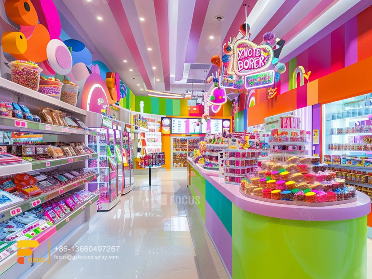 custom snack shop sweets display chocolate shelf